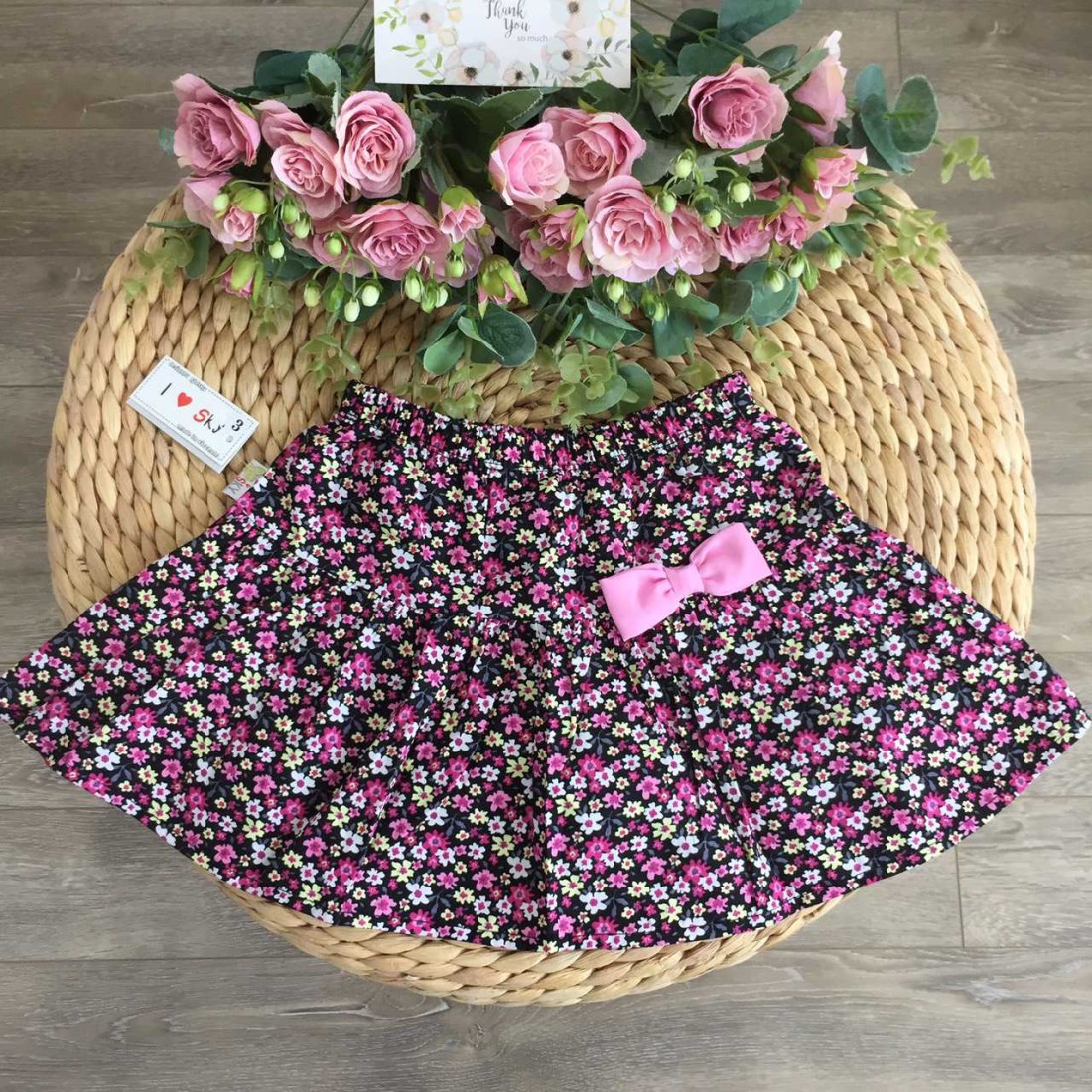 chân váy hoa thô xuân hè bé gái size 3- 10-