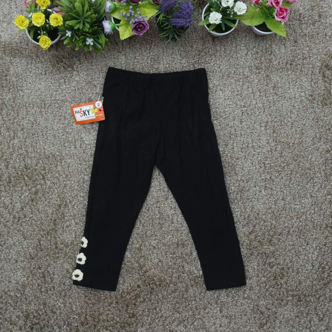 Legging cotton thu bé gái - tím than-