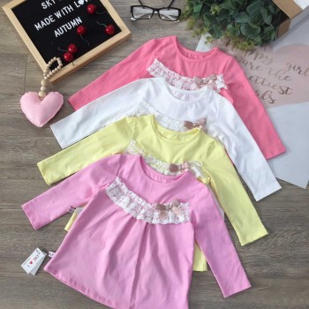 Áo thun cotton dài tay co giãn ren ngực