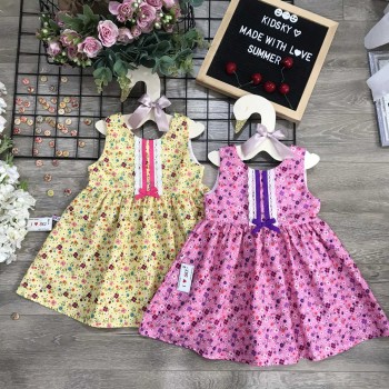 Váy hoa ren ngực xuân hè bé gái size 2-6  - VT2095