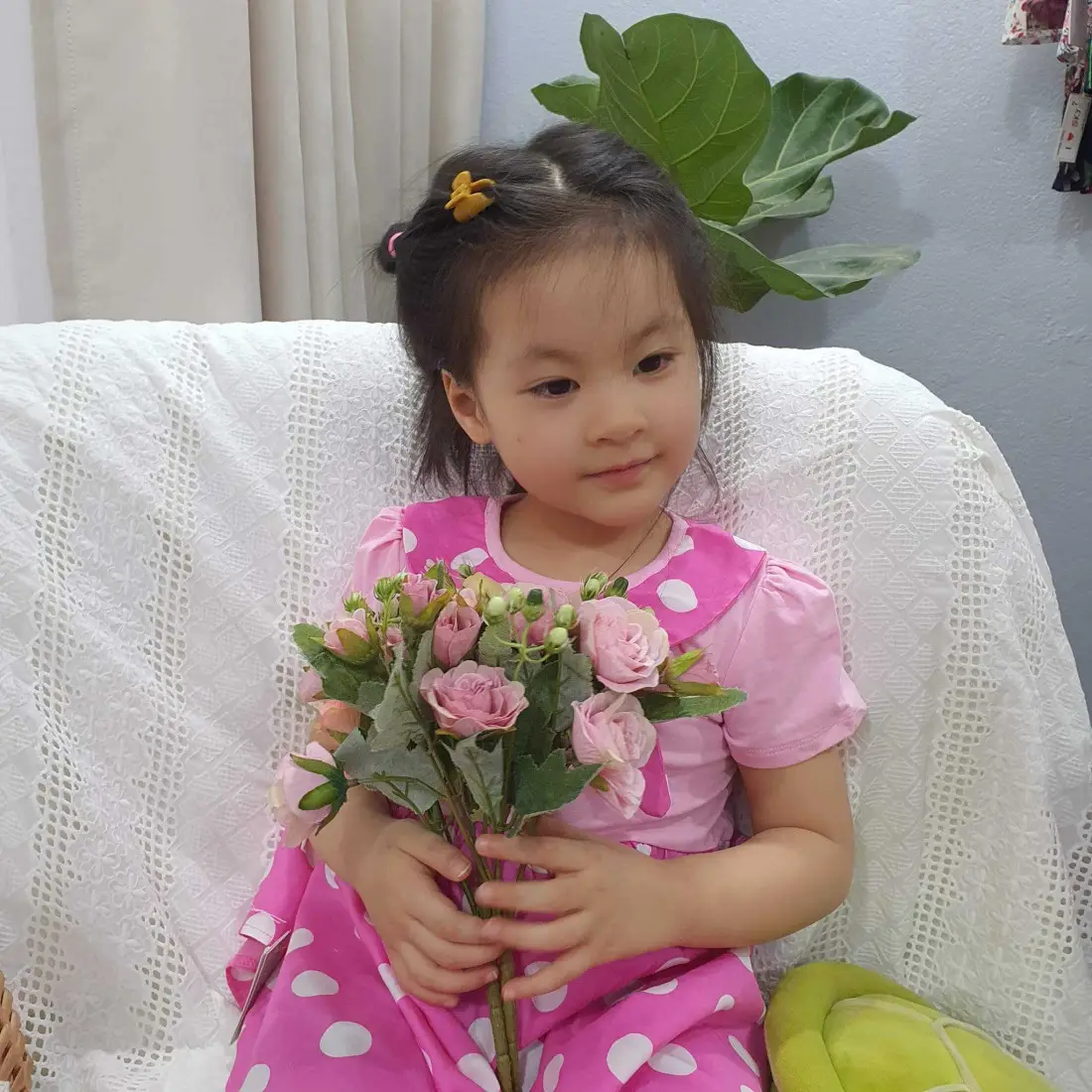Váy chấm bi cổ nơ size 2-6- v32275-VÁY XUÂN HÈ BÉ GÁI