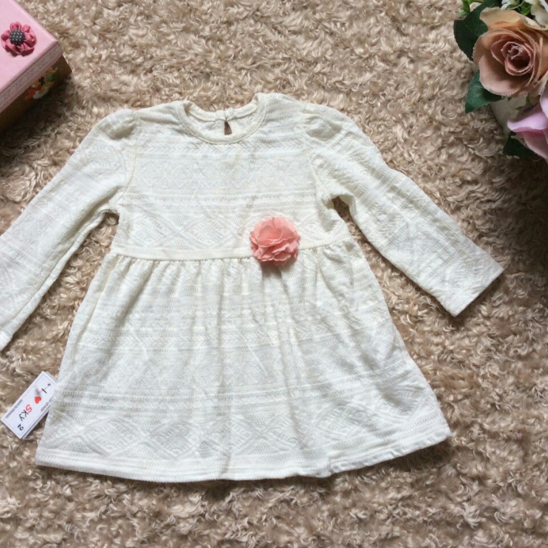 Áo váy len phối hoa đính ngực  size 2-6-