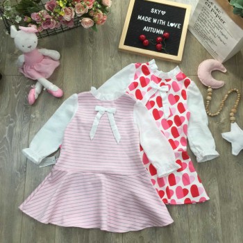 Váy cổ bèo dài tay size 2-6 