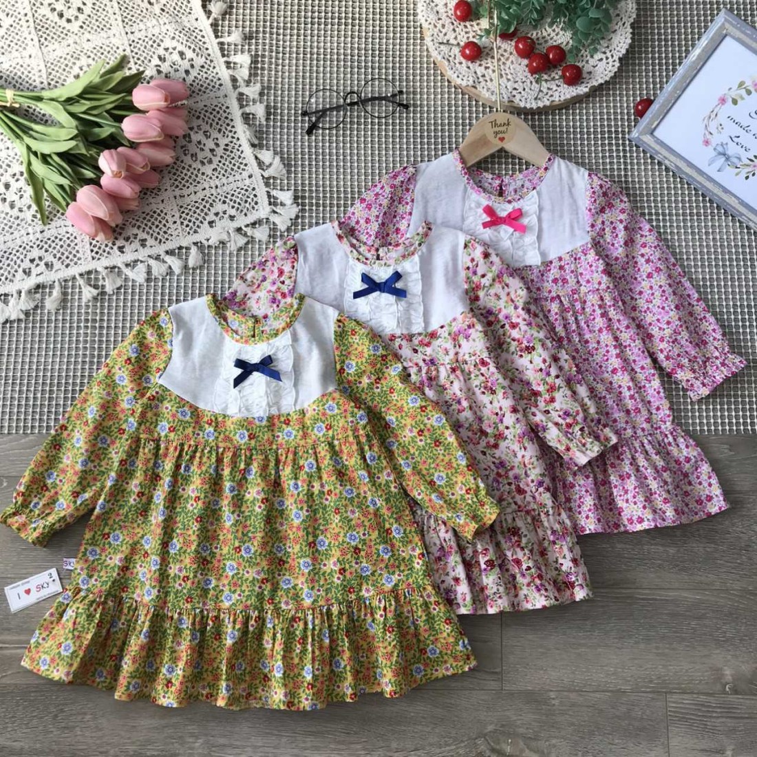 Váy thu đuôi cá ren cổ size 2-6-