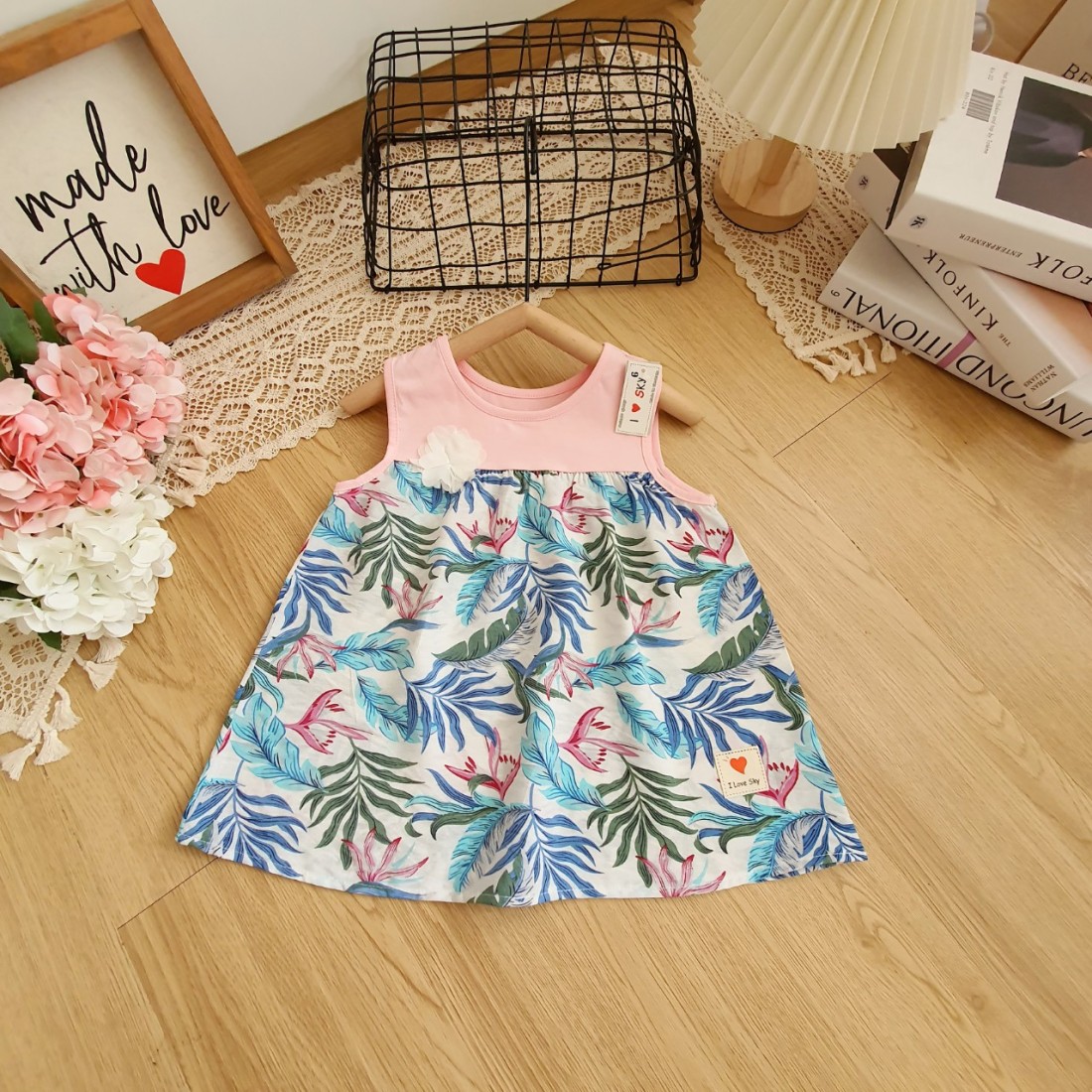 Áo 3 lỗ cotton phối lanh đũi size 6 -10-ÁO ĐŨI-LANH-BOI BÉ  GÁI